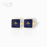 Blue Enamelled Fleur de Lys - Cufflinks